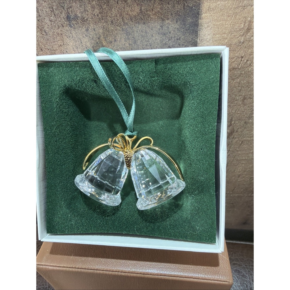 Swarovski Crystal Christmas Memories Bells Ornament Gold 203079 Retired Vtg 1996